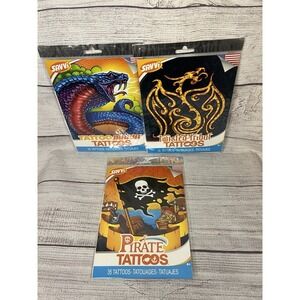 Lot of 3 Savvi Tattoo Mania Classic‎ Sealed Package 35+ Tribal Temporary Tattoos